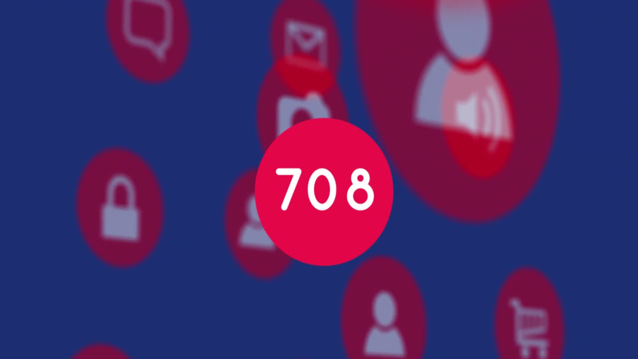 animación de iconos digitales en línea con números.