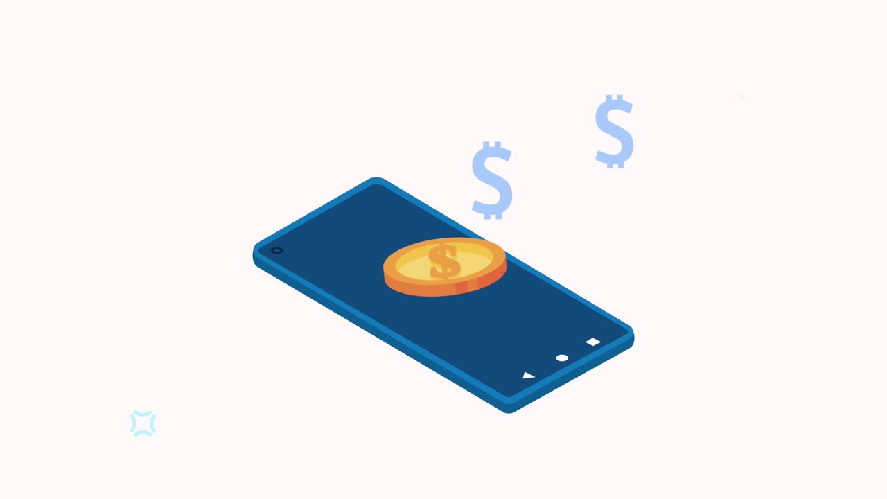 coin in smartphone device animation