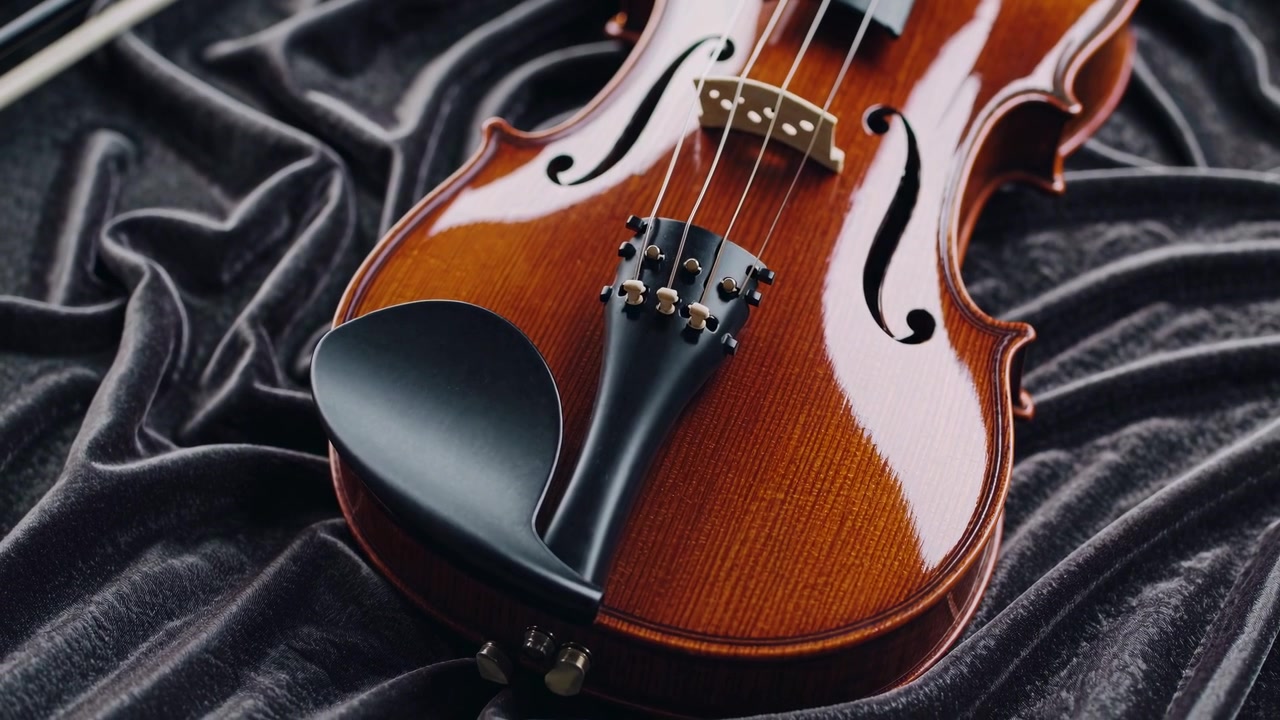 Violino classico che poggia su tessuto di velluto scuro
