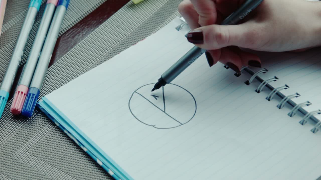 Beautiful businesswoman drawing diagram on flip chart in modern office space