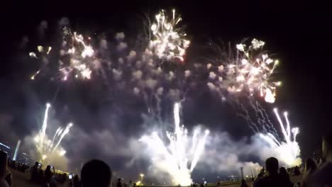 a spectacular display of colorful fireworks illuminating the night sky, filling the air with beautiful sparks and explosions in a vibrant celebration of light