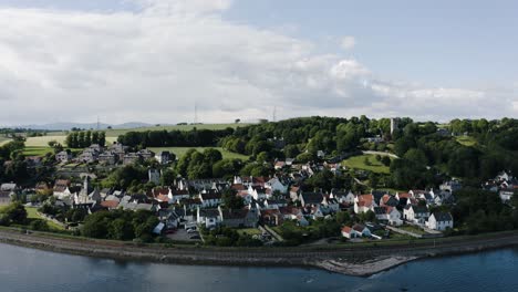 establishing aerial view of culcross in fife, scotland