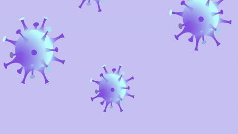 animación de las células del virus covid 19 en fondo púrpura