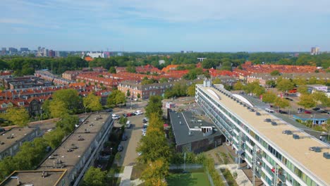 Establish-fixed-shot-of-IJplein-and-Vogelbuurt-in-Amsterdam-Noord-during-summer