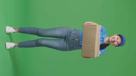 woman holding delivery box