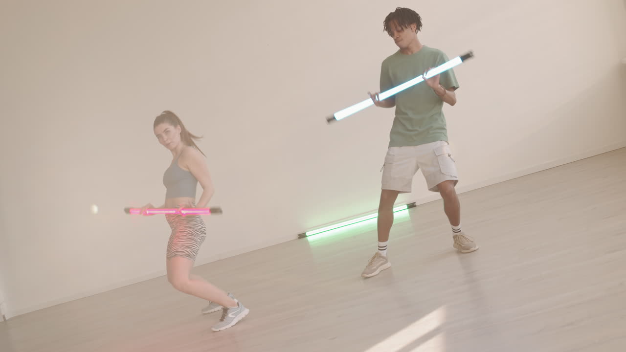 Young People Dancing with Lamps