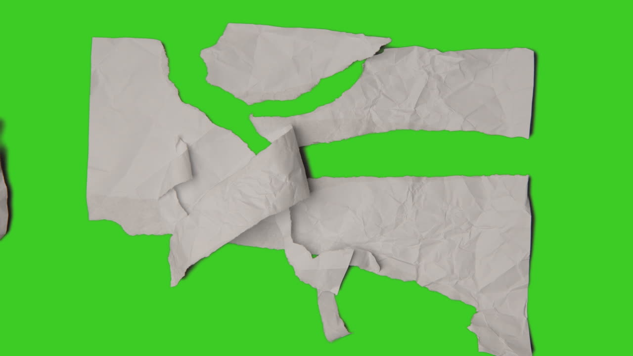 종이를 조각으로 어서 단일 종이로 다시 조립하는 운동 순서를 멈추십시오.