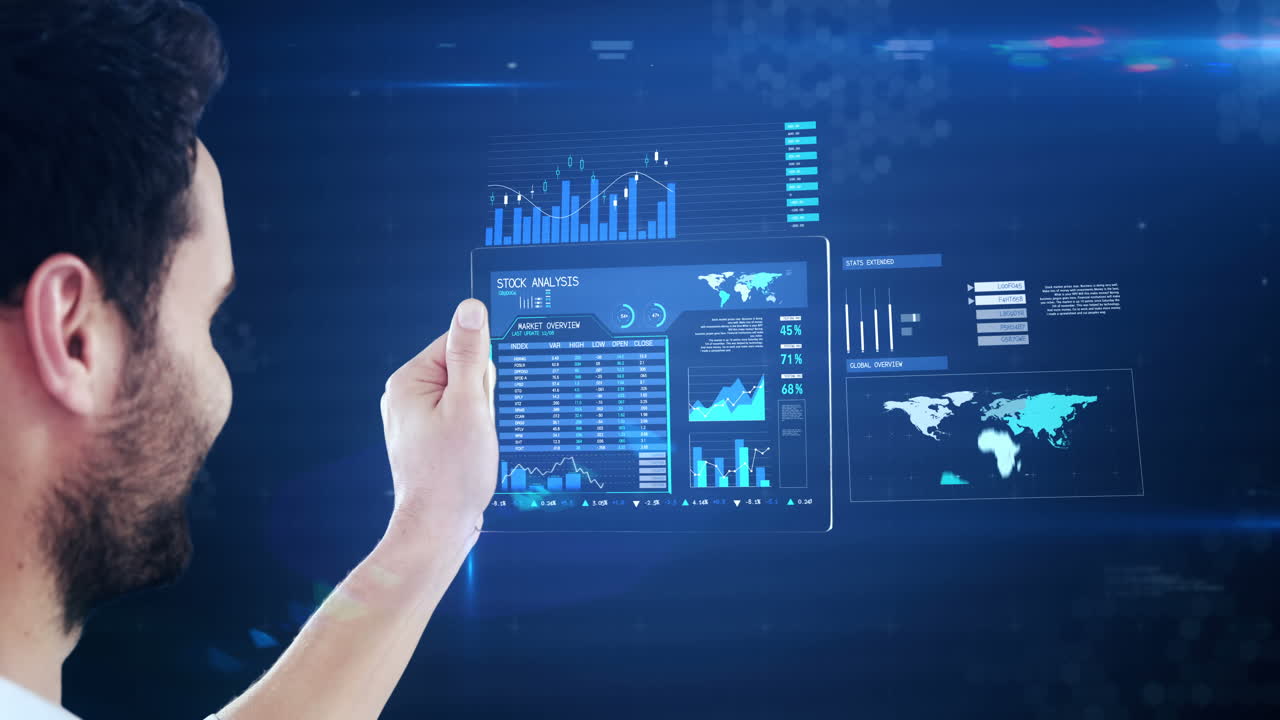 hombre usando una tableta digital futurista