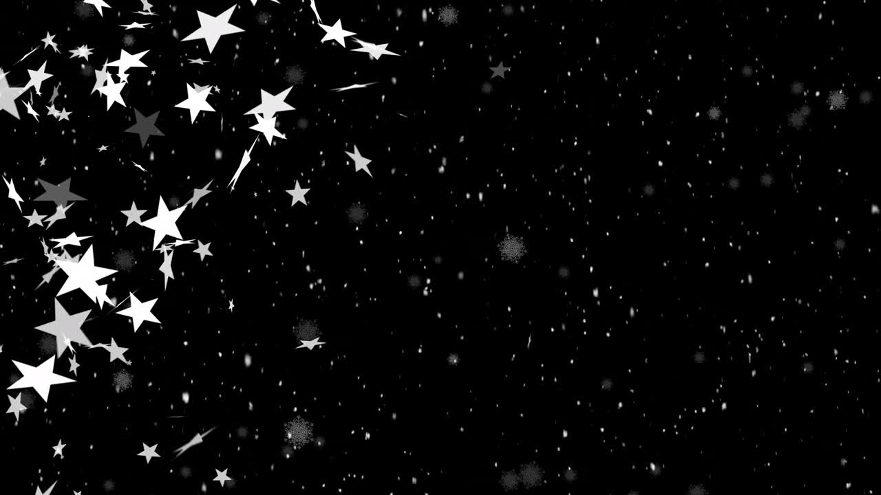 Animation of christmas stars falling over black background
