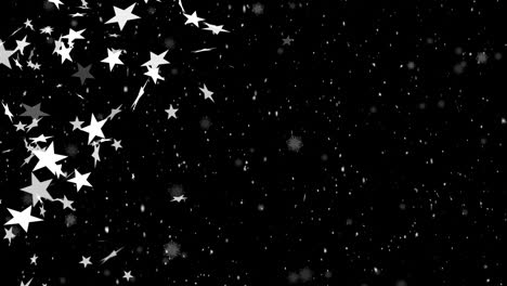 animación de estrellas de navidad cayendo sobre un fondo negro