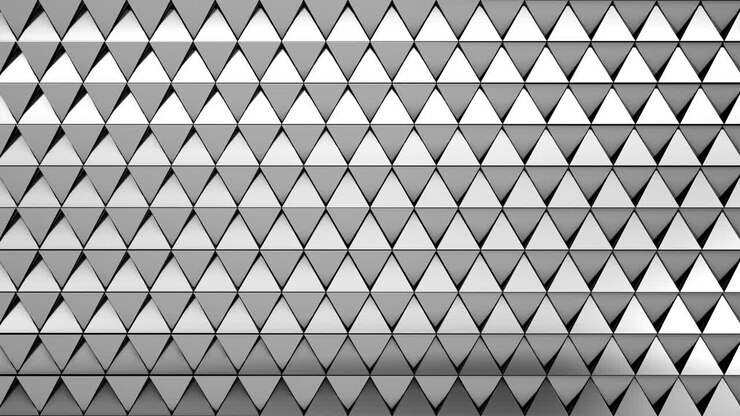 Silver Triangle Polygon Wall with movement Background Loop. 3D Rendering.