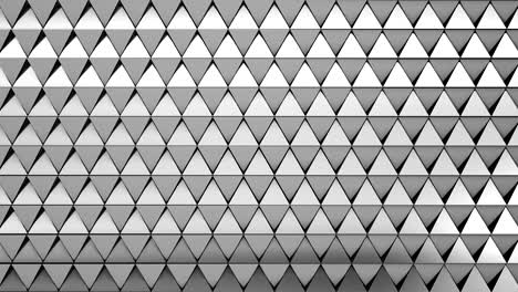 silver triangle polygon wall with movement background loop. 3d rendering.