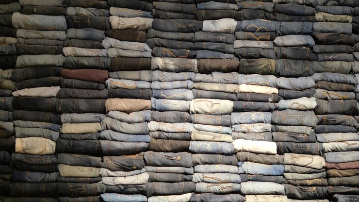 Wall of Rolled Up Jeans