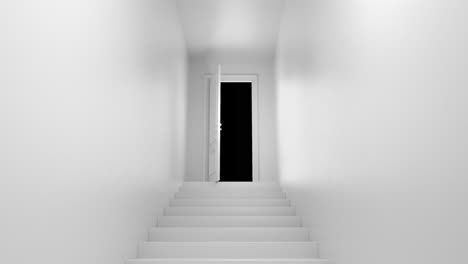 shine of an open door with steps in the corridor with alpha channel