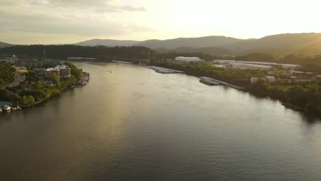 tennessee river and chattanooga township, aerial drone view
