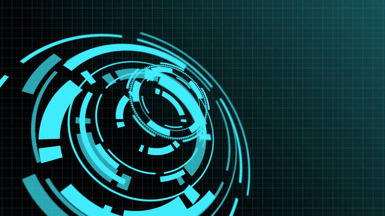 3D digital technology sci-fi HUD, circle gear machine element engine laboratory futuristic ui user interface element for digital science technology presentation background