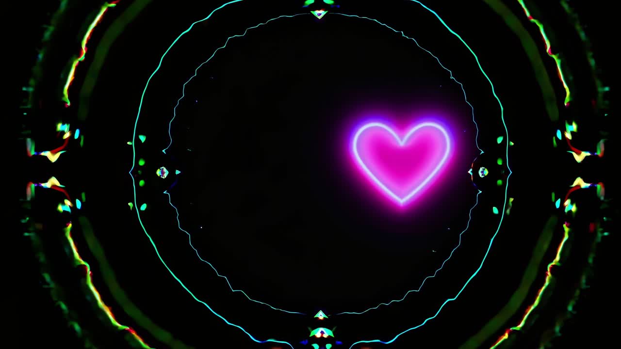 네온 심장 추상 디자인