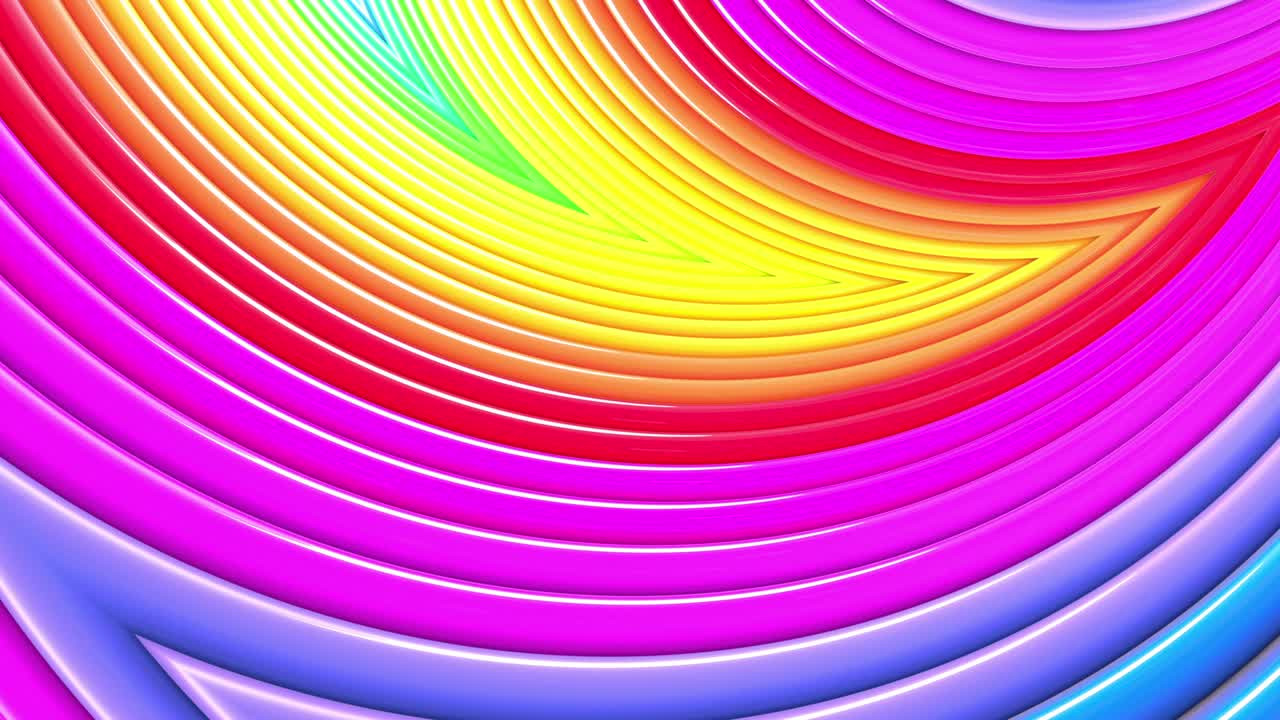 abstracto 3d sin costuras fondo brillante en 4k con cintas de arco iris. rayas multicolores arcoirís moverse cíclicamente en geometría simple estilo creativo de dibujos animados. animación suave en bucle. 62