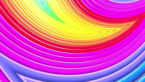 abstract 3d seamless bright background in 4k with rainbow tapes. rainbow multicolored stripes move cyclically in simple geometry cartoon creative style. looped smooth animation. 62