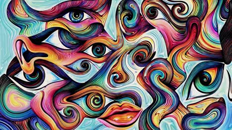 caras abstractas y coloridas