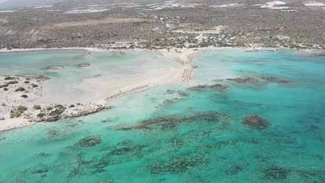 panoramic drone view of one of the most amazing beaches in crete: elafonisi beach