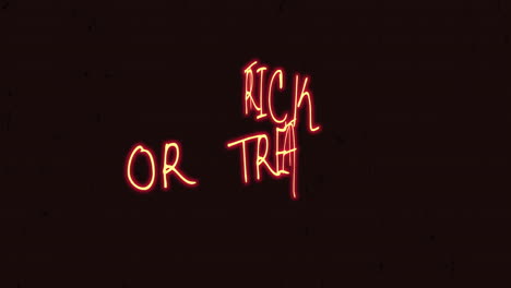 neon red trick or treat text on dark black texture