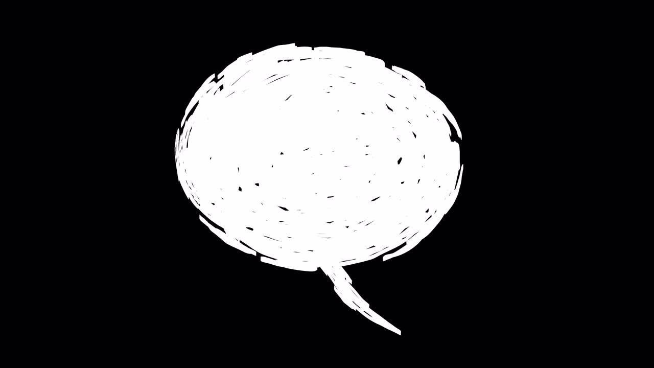 Animated White Hand Drawn Speech Bubble Appearing and Disappearing