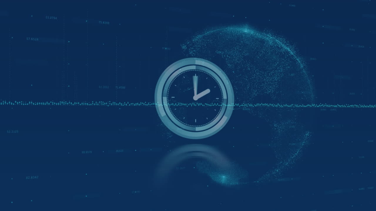 Animation of data processing over clock