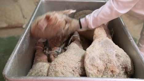 jamon serrano pig legs factory hanging in a industry. iberian ham elaboration process