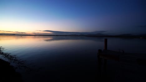 Sunset-on-the-sea,-view-of-the-sea-dock-and-the-coast-in-the-evening-in-Dundalk,-Ireland