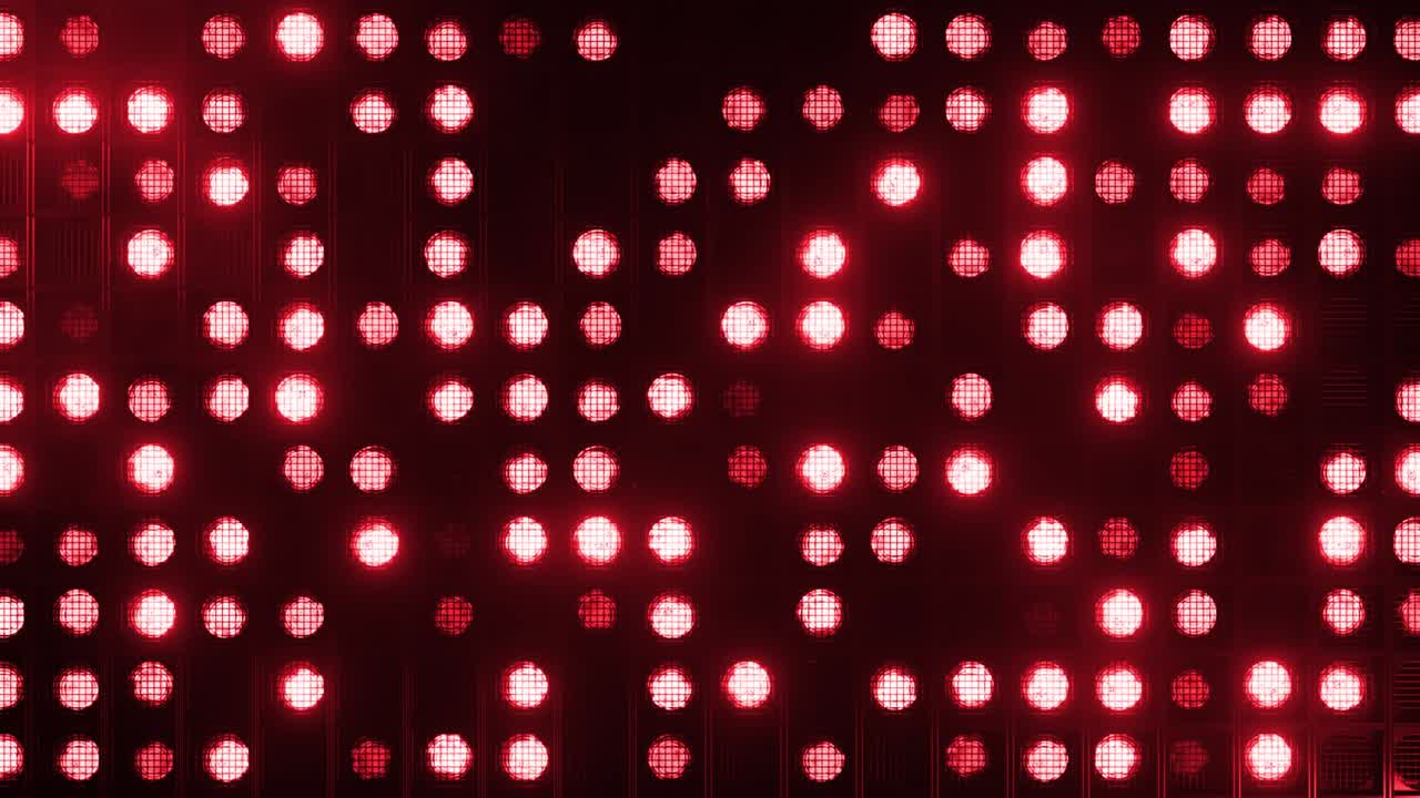 luces pared intermitentes. luces intermitentes linternas para clubes y discotecas. faros de haz de matriz. lámpara de halógeno para clubes nocturnos. renderización de bucle 3d sin costuras. luz roja