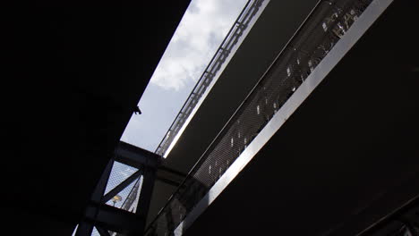 underground parking for bicycles in amsterdam, netherlands. low angle shot
