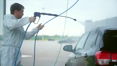 lavado de coches en curso