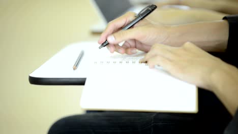 i am going to get through this study today. students study in class room in university.