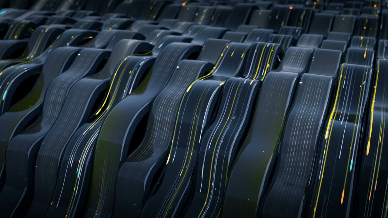 유연한 화면에서 반이는 선의 흐름 3d 렌더링 원활한 루프 애니메이션