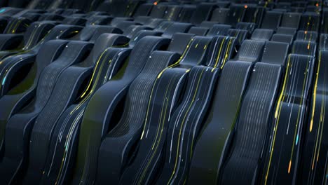 glowing lines flow on flexible screen 3d render seamless loop animation