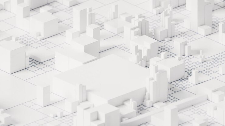 White cube circuit board, 3d rendering.