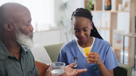 nurse assisting elderly patient with medication