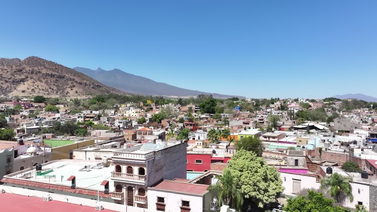 Amatitan town rural neighbourhood, Jalisco, Drone shot