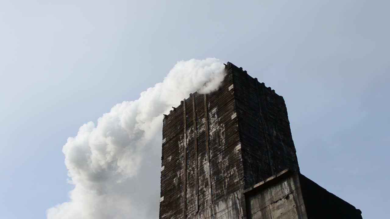 Industrial plant with smoke