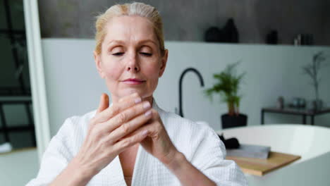 close up view of woman in the bathroom