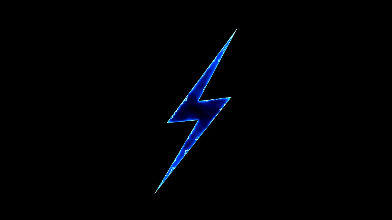 Abstract background with lighting bolt sign. Icon on black background