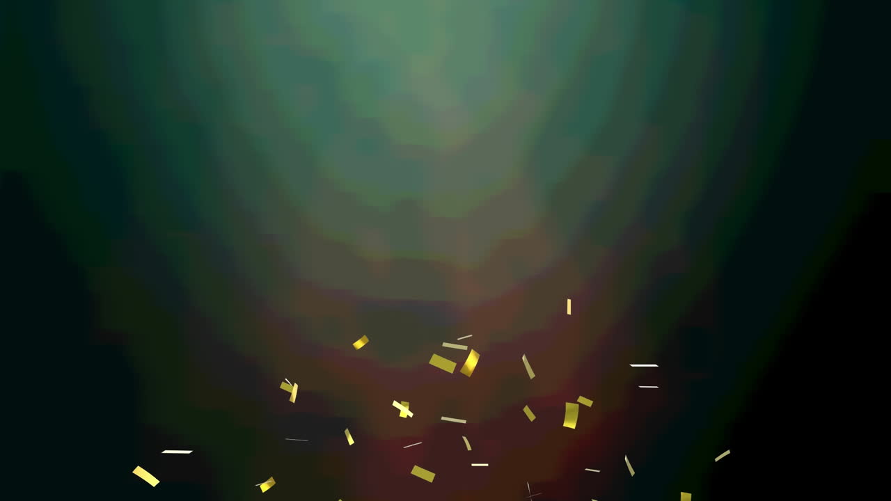 Animasi confetti emas berjatuhan di atas latar belakang hijau