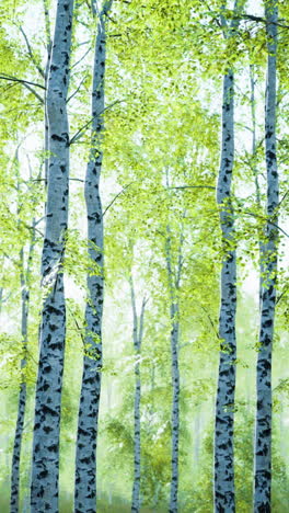 birch trees in a lush forest