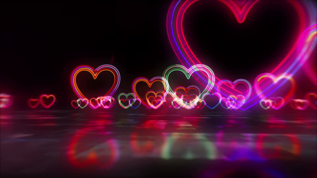 사랑의 심장 기호 추상적인 루프 가능한 하이퍼스페이스 애니메이션