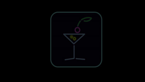 Animation-of-neon-drink-over-black-background