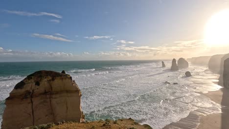 sunset over ocean and rock formations