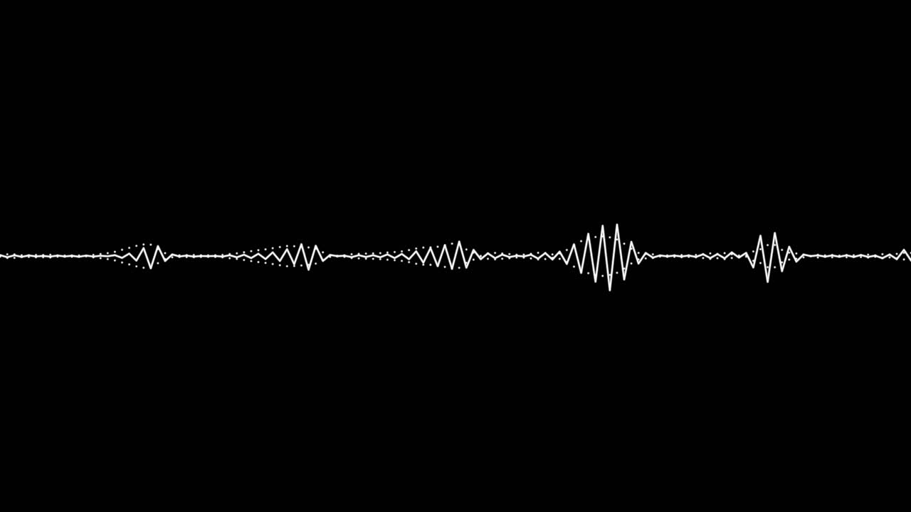 An audio visualization effect using white lines and dots on black background