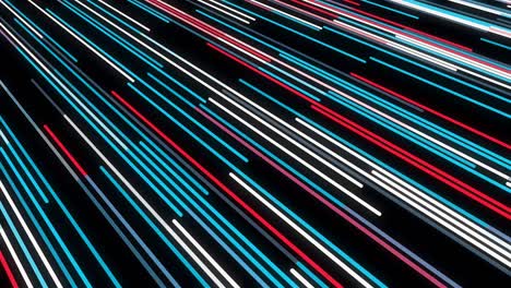 stream of colorful lines moving diagonally on black background. animation. bright lines move in diagonal stream on black background