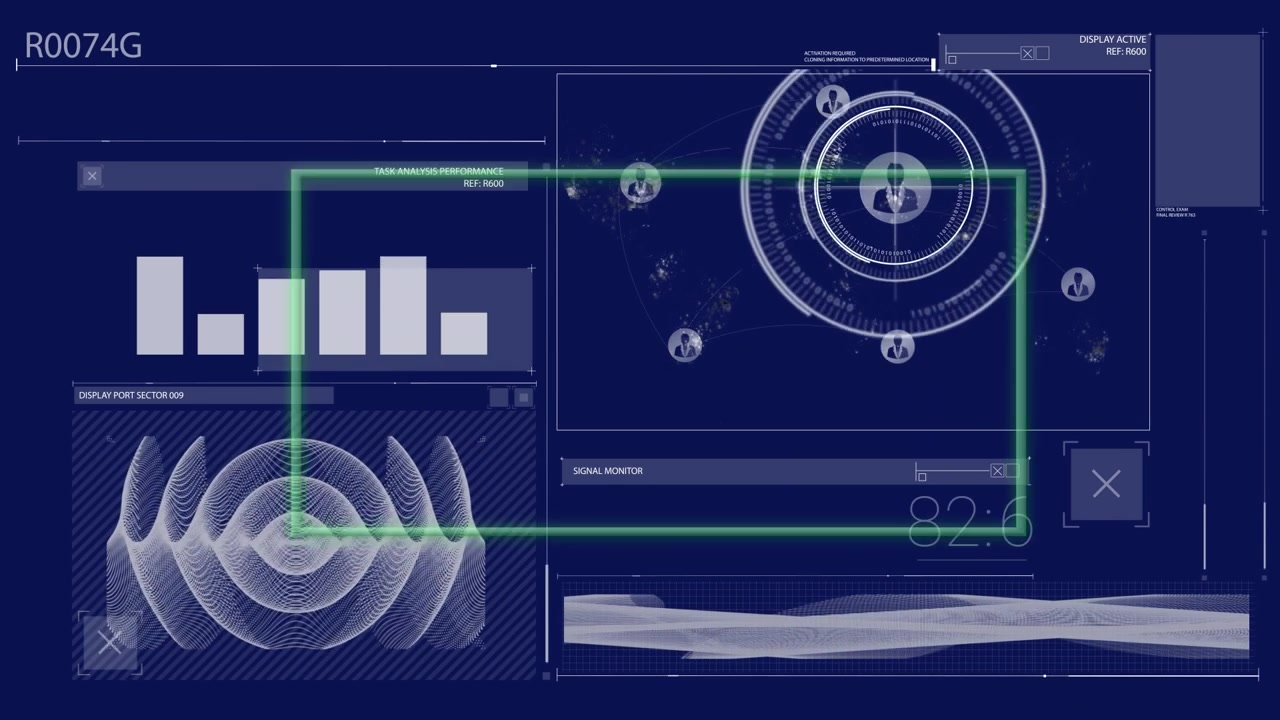 Animation of data processing over frame